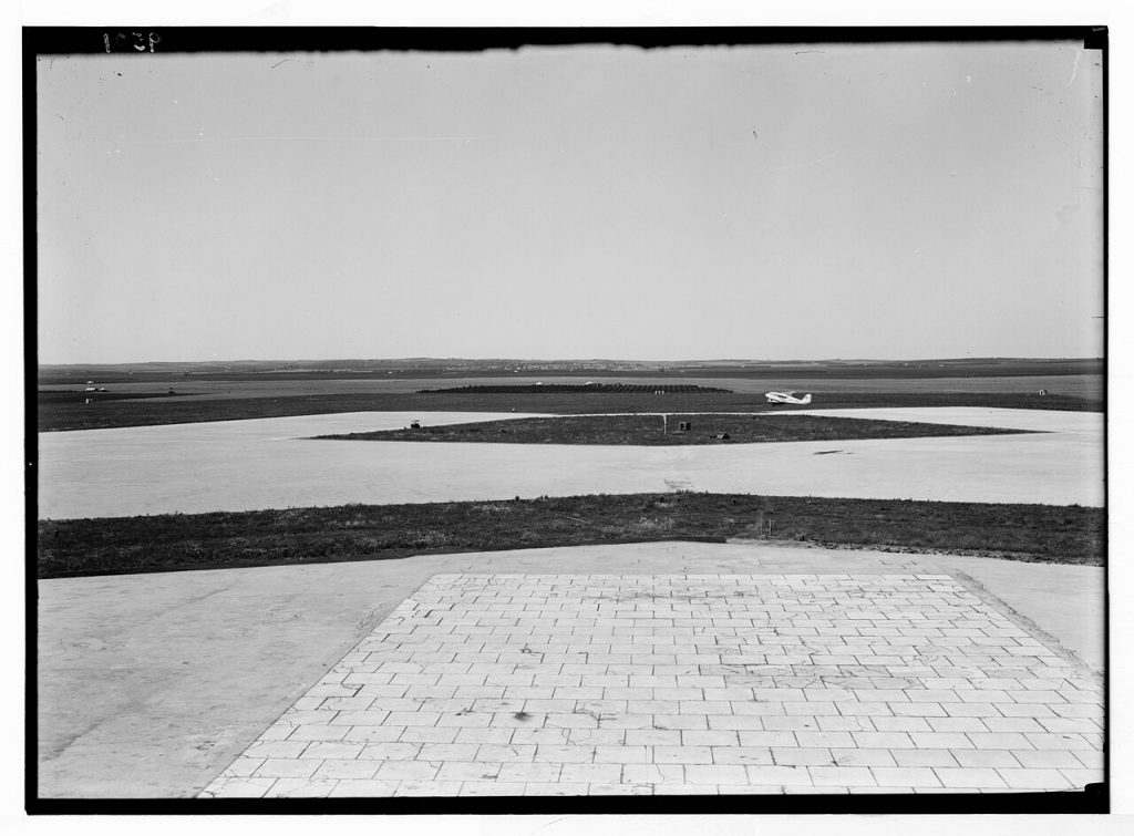 Tourisme Maroc — Lydda Airport. Lydda runways showing this(?) airplane taking off LOC matpc.03913